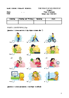 Đề thi học kì 1 môn Tiếng Anh 5 (Chính thức)